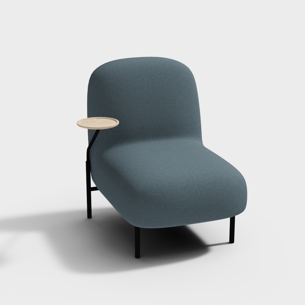 Cozy Lounge Chair 3D Model – Blue-Gray Fabric Design