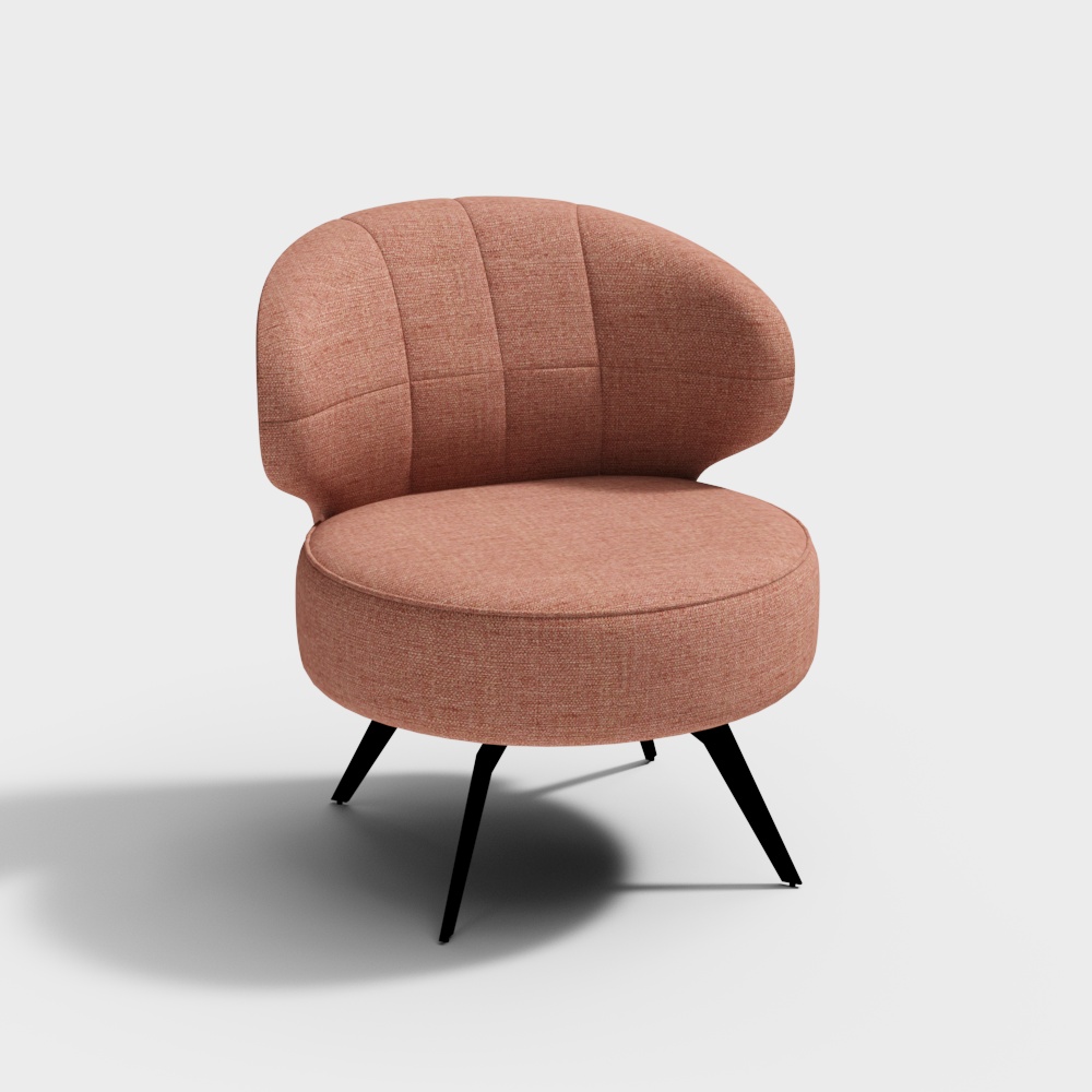 Cozy Curve Armchair 3D Model – Soft Pink Upholstery