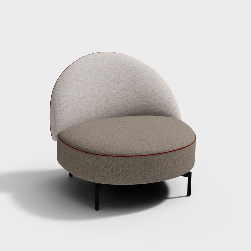 Stylish Curved Sofa Chair 3D Model – Modern Fabric Design