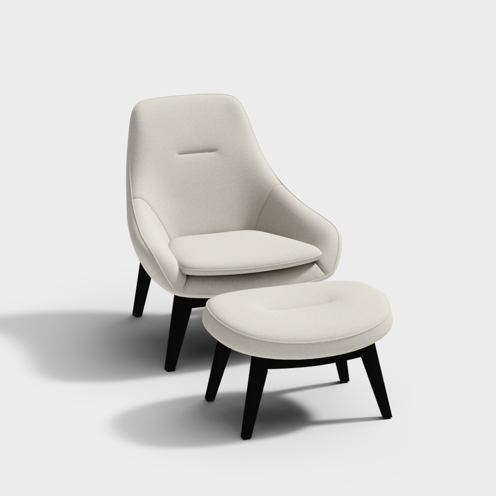 Cozy Lounge Chair Set 3D Model – Modern Beige Upholstery