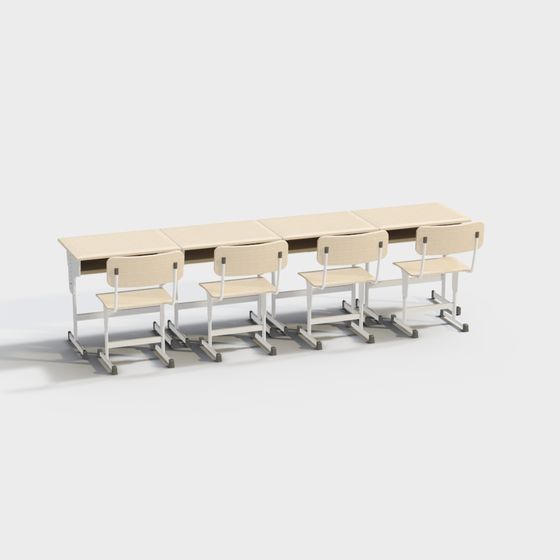 Modern School Desk and Chair Set 3D model