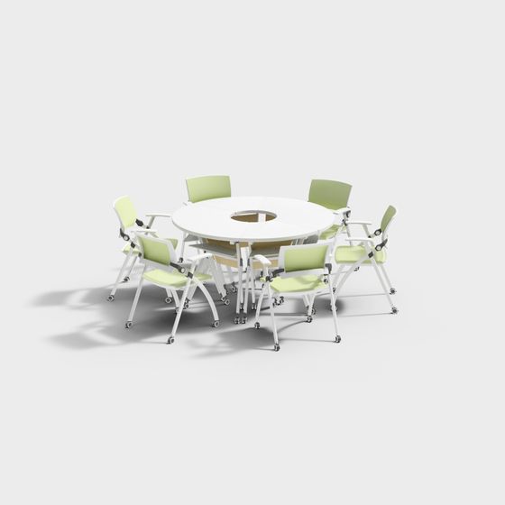 Modern Round Table Meeting Set 3D model