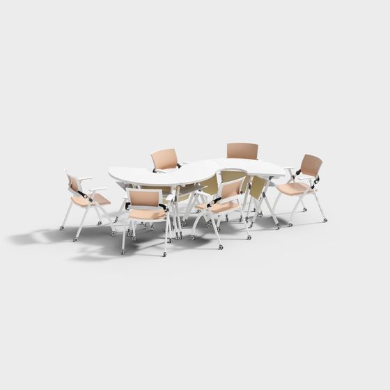 Modern Minimalist Conference Table and Chair Set 3D model