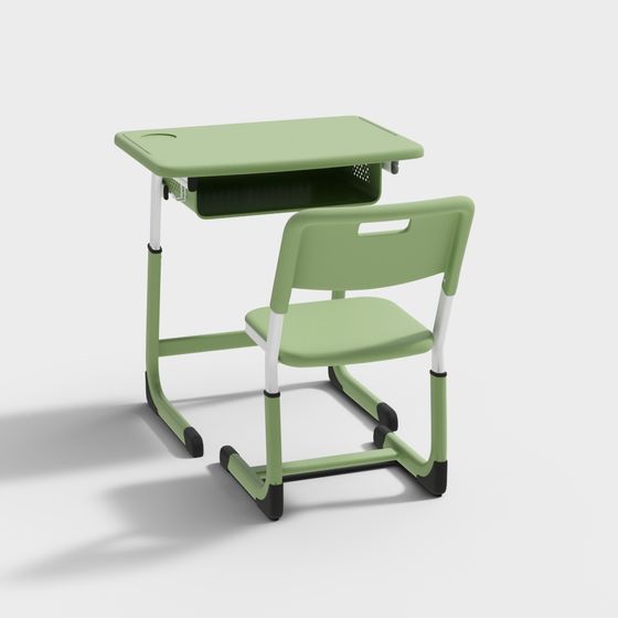Stylish School Desk and Chair 3D model