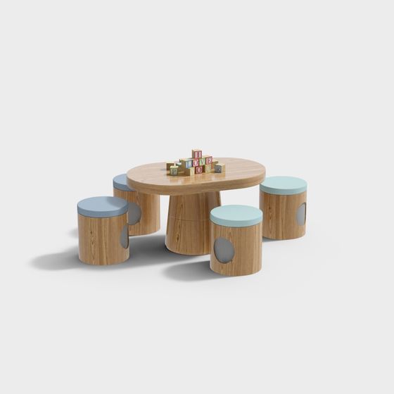 Childrens Play Table and Chair Set 3D model