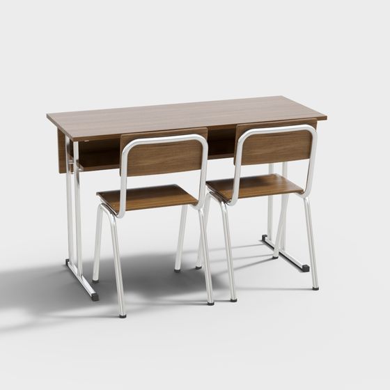 Elegant School Desk and Chair Set 3D model for Design