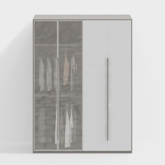 Stylish Glass Wardrobe 3D model for Modern Interiors