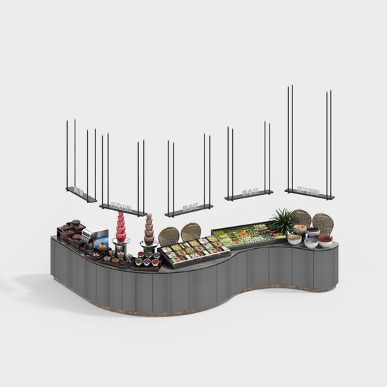 Elegant Low-Polygon Buffet Table 3D Model