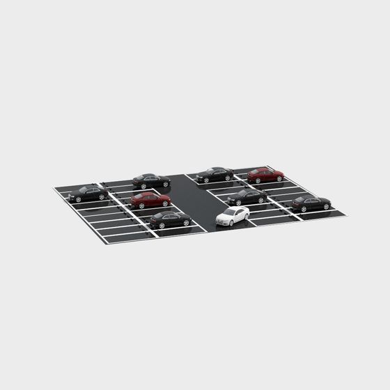Outdoor Small Parking Lot 3D Model in Black