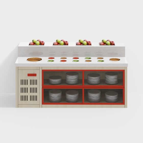Low-Poly Self-Service Buffet Table 3D model