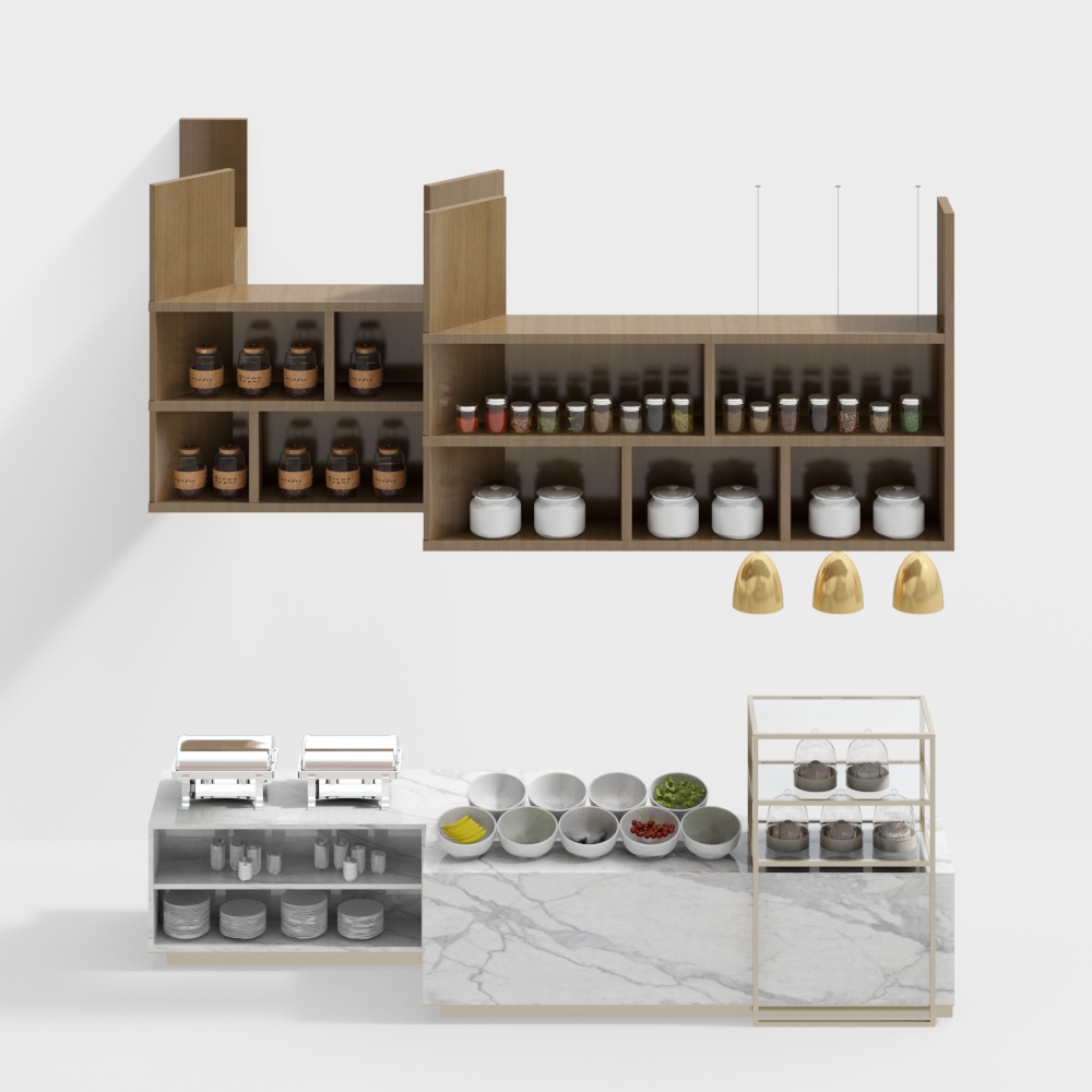 Japanese buffet restaurant condiment table