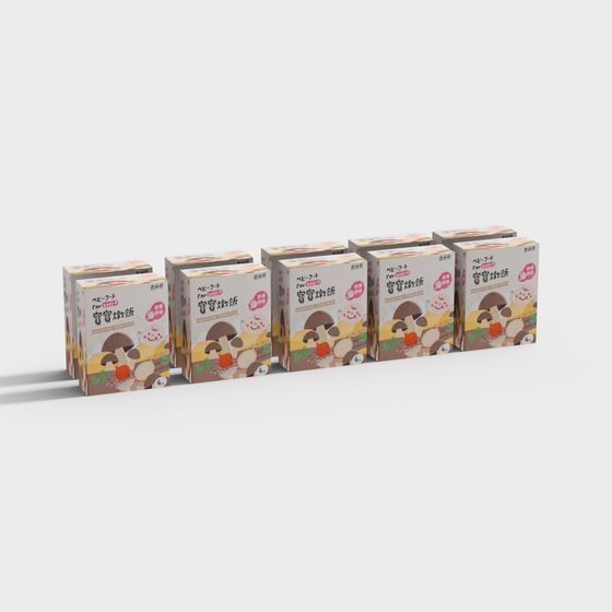 Nutritional Cottage 3D model - Colorful Food Packaging