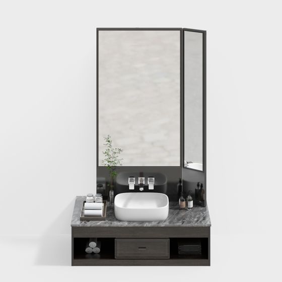 Modern Minimalist Bathroom Cabinet 3D model