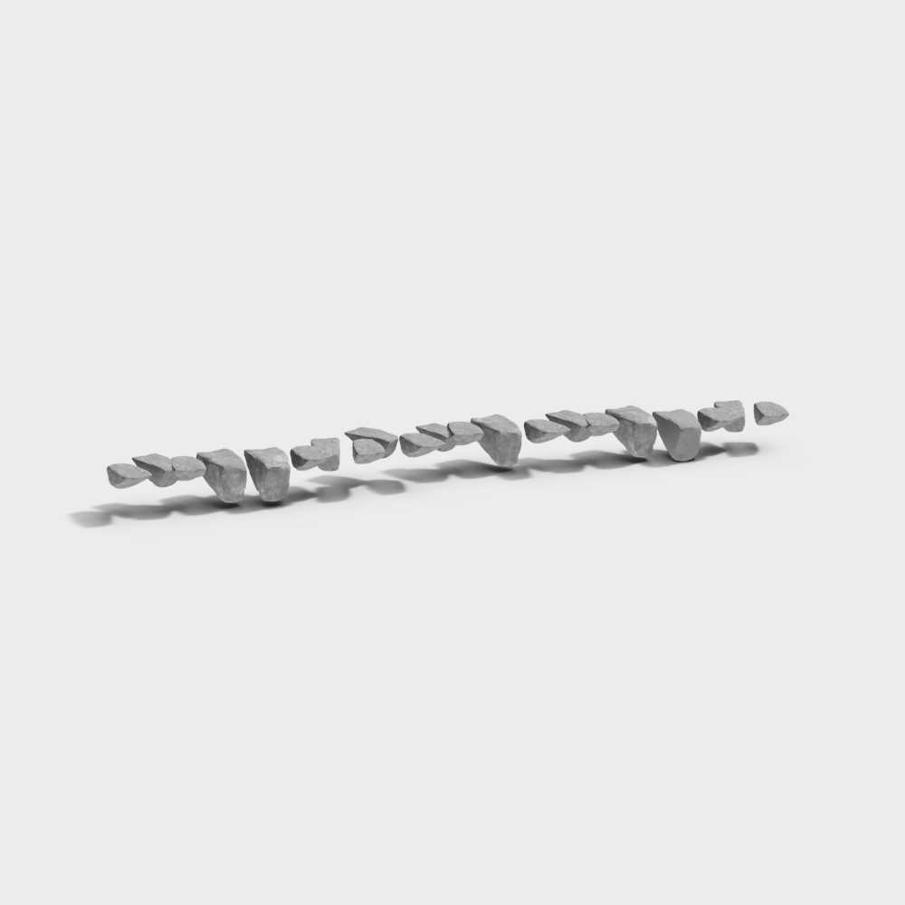 Natural Stone Chain 3D Model – Low-Poly Gray Rocks