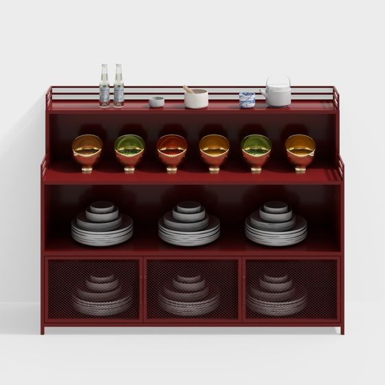 Red Kitchen Cabinet 3D model