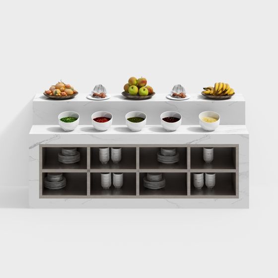 Sleek Marble Display Cabinet 3D model for Modern Spaces