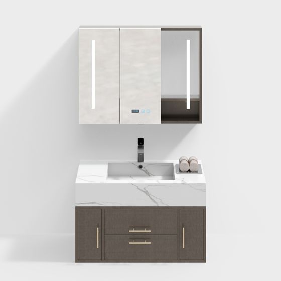 Stylish Bathroom Cabinet 3D model for Contemporary Designs