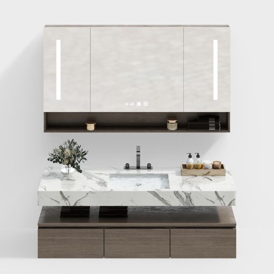 Modern Minimalist Bathroom Vanity 3D model
