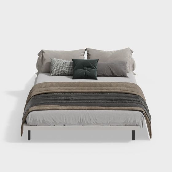 Stylish Low-Poly Bed 3D model for Modern Interiors