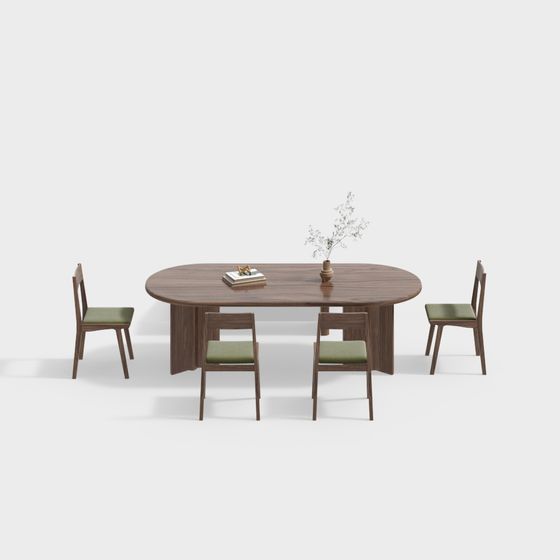 현대 호두나무 식탁과 의자