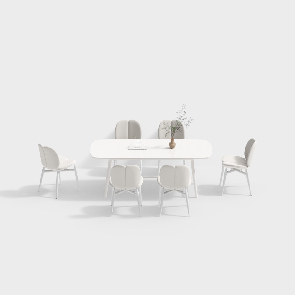 Modern Creamy Dining Table and Chairs