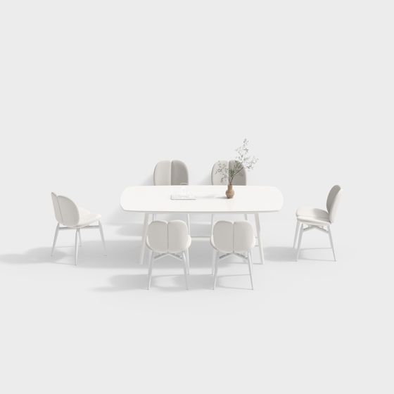 Minimalist Dining Table and Chair Set 3D model