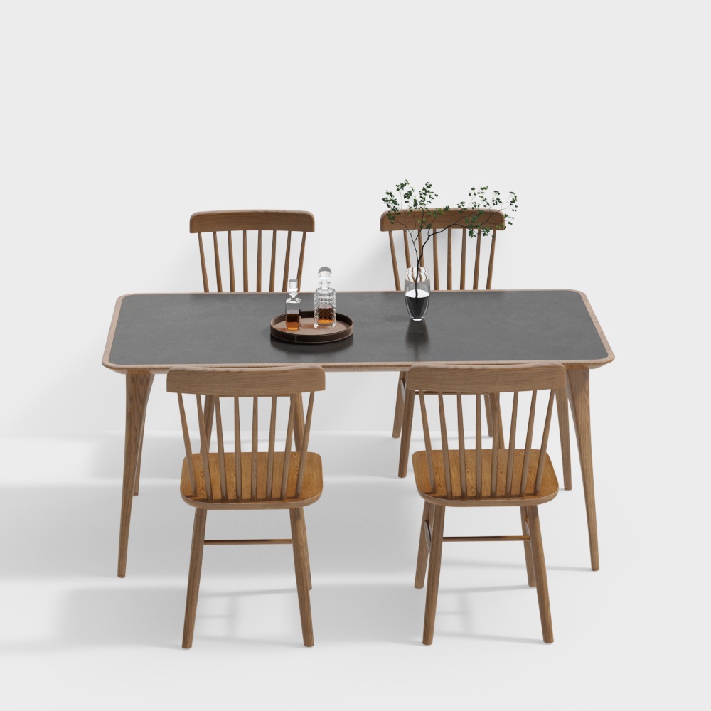 現代胡桃木餐桌椅