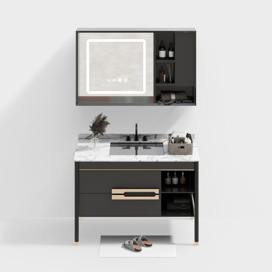 Modern Black Bathroom Cabinet 3D model