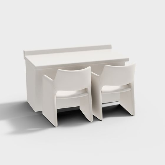 Sleek Minimalist Desk and Chair Set 3D model