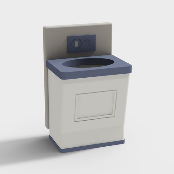 Urban Trash Bin Low-Poly 3D model