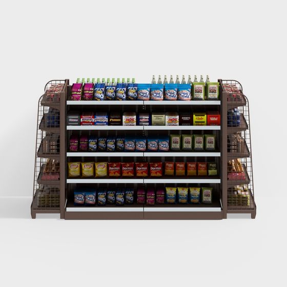 Vibrant Snack Shelf 3D model for Retail Spaces