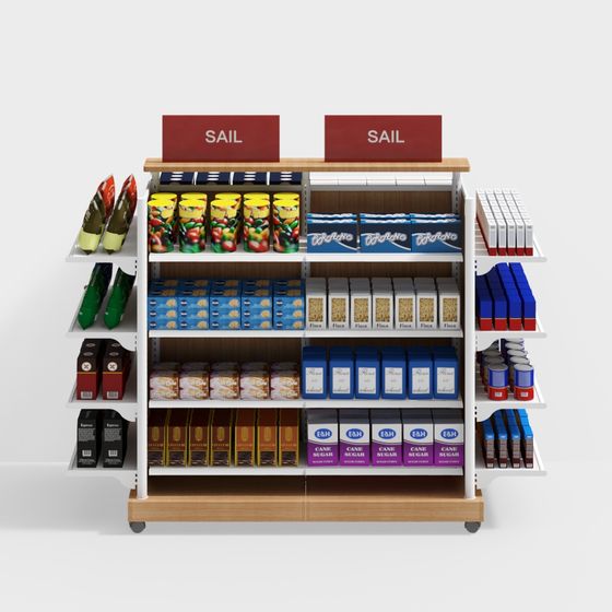 Stylish Supermarket Shelf 3D model for Creative Projects