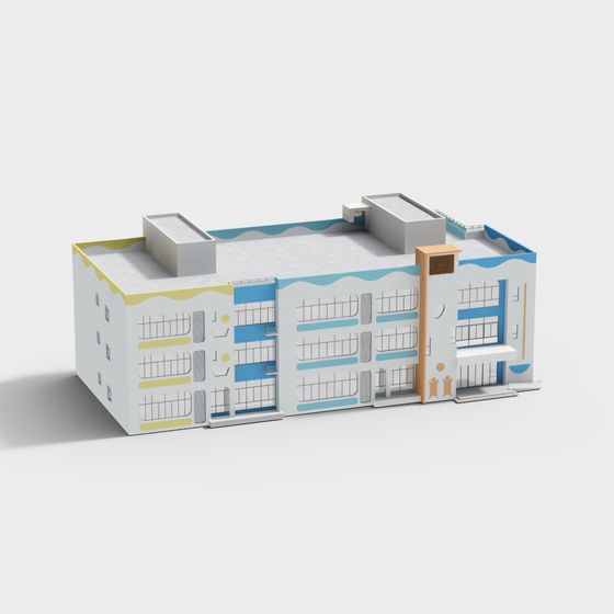 Vibrant Low-Polygon Building 3D model
