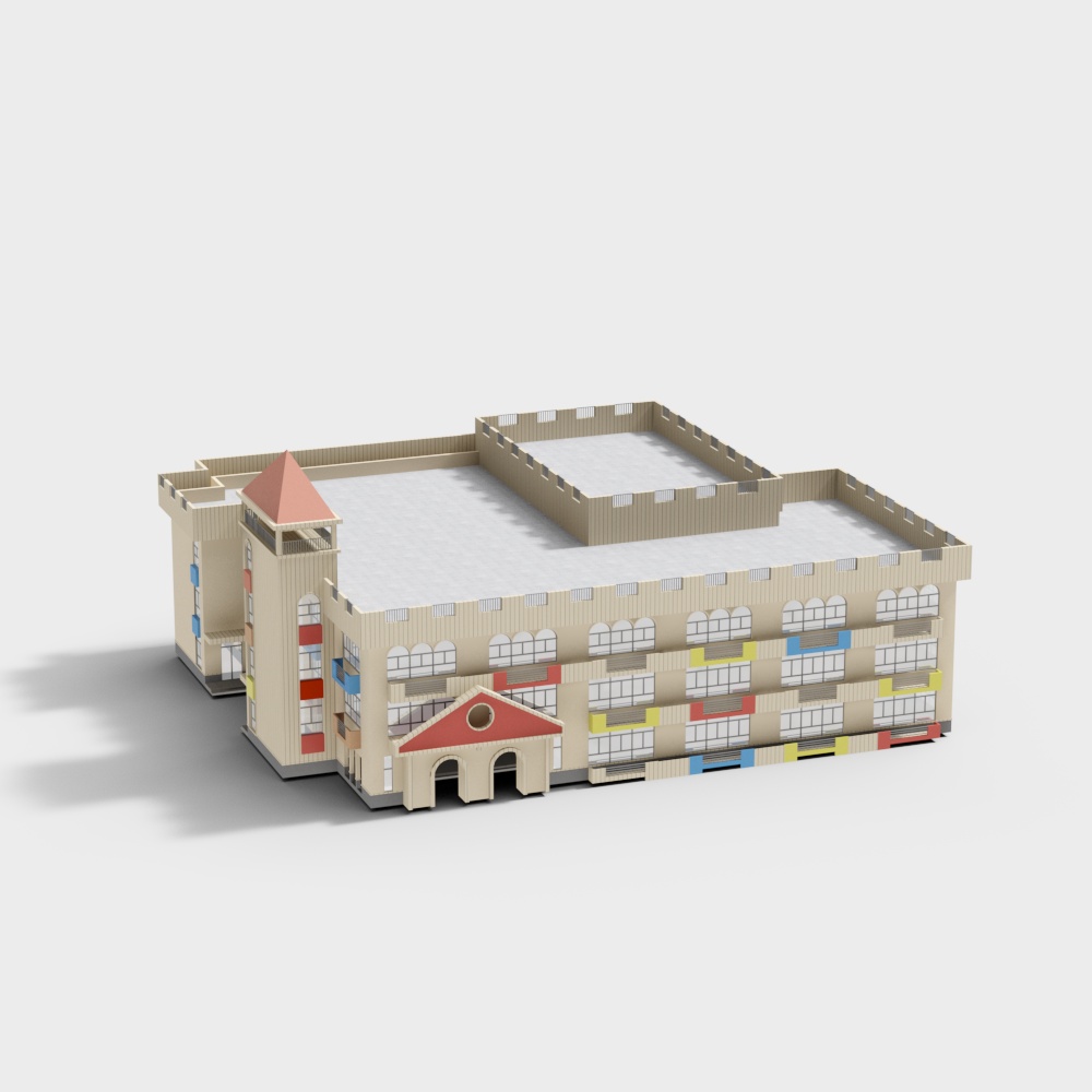 European retro kindergarten in public space