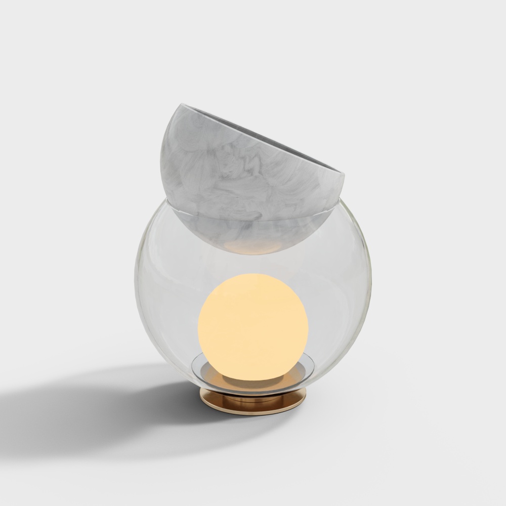 Glass Marble Lamp 3D Model – Low-Poly Glass & Marble