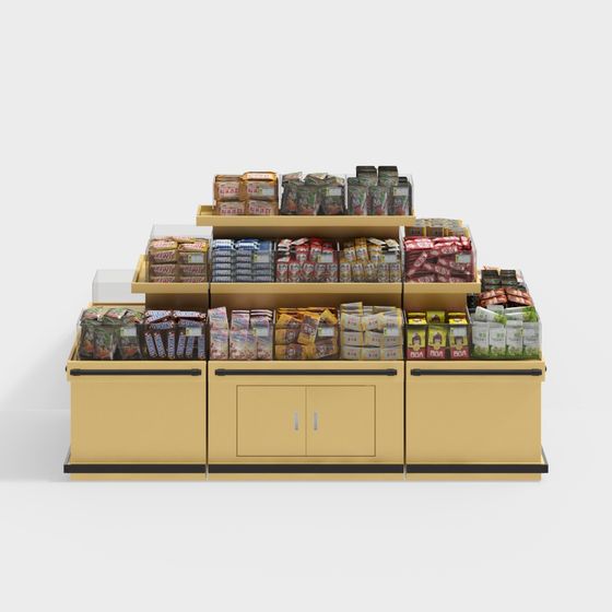 Realistic Supermarket Shelf 3D Model
