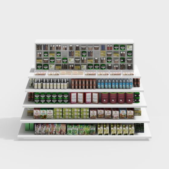 Detailed Low-Poly Supermarket Shelf 3D model