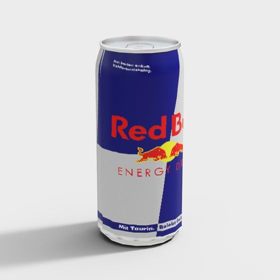 Vibrant Red Bull Energy Drink Can 3D model