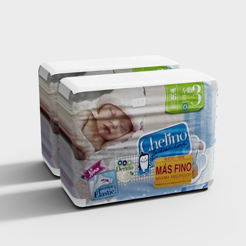 Chelino Baby Diaper Low Poly 3D Model