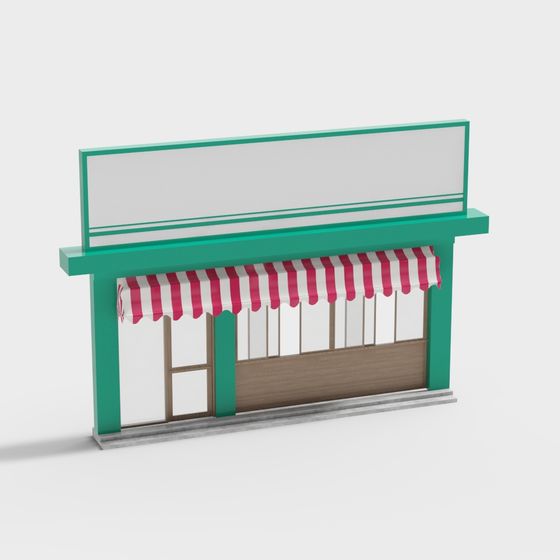 Urban Shop Low-Poly 3D Model