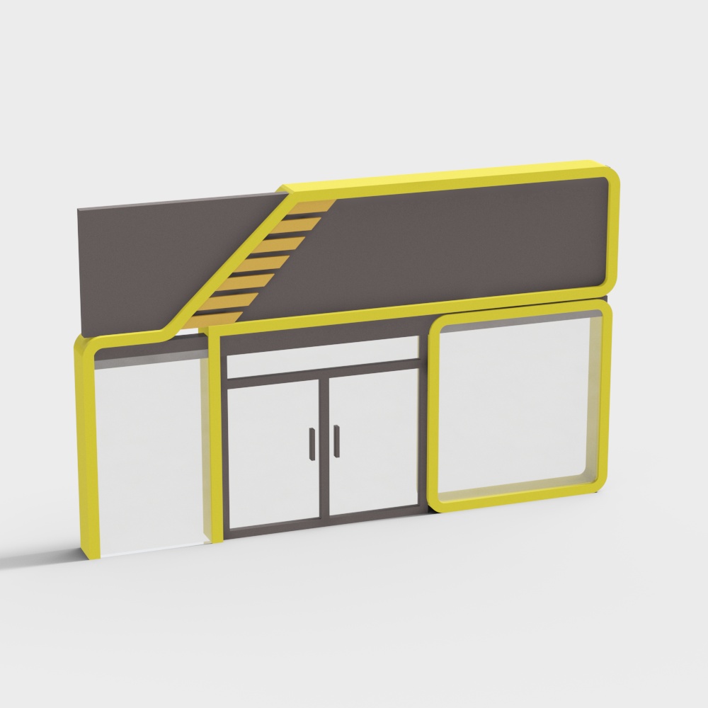 Vibrant Low-Polygon Architectural Element 3D Model