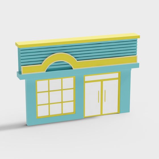 Vibrant Low-Poly Colorful Shop 3D Model