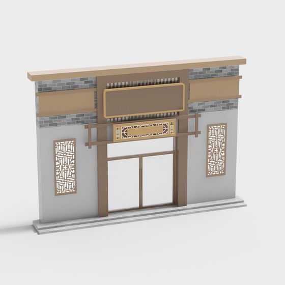 Oriental Gate 3D model - A Fusion of Modern and Traditional Aesthetics