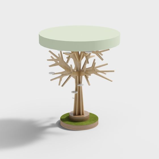 Unique Tree-Shaped Table and Chairs 3D model for Creative Spaces