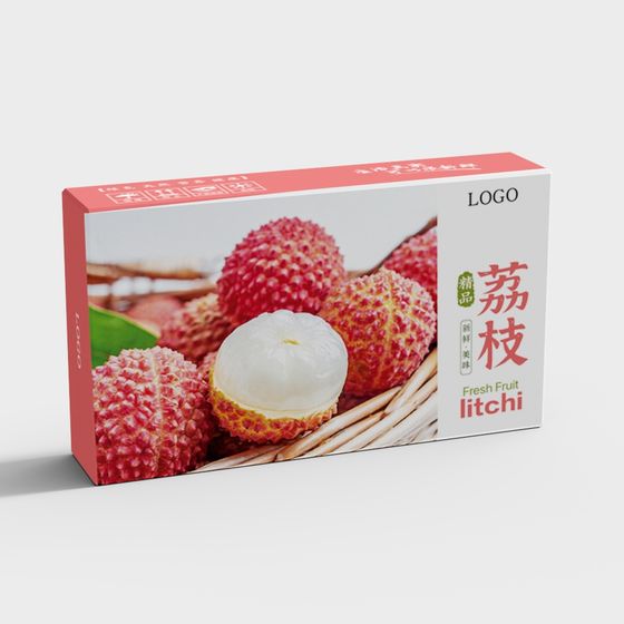Low-Poly Litchi Packaging Box 3D model