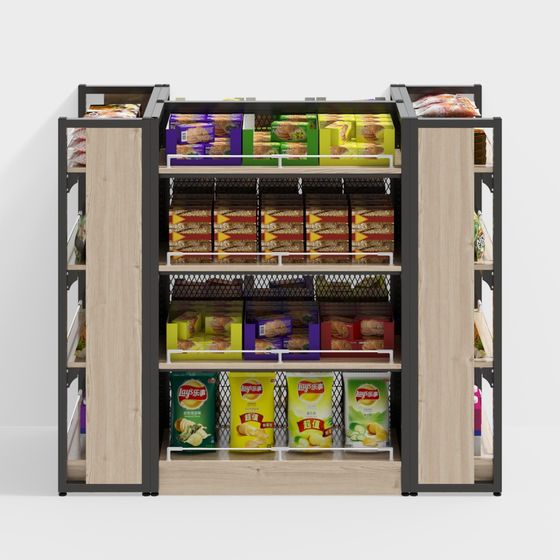 Vibrant Snack Shelf 3D model for Immersive Shopping Experience