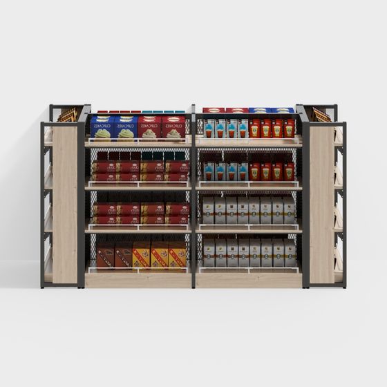Stylish Low-Poly Shelf 3D Model for Modern Retail