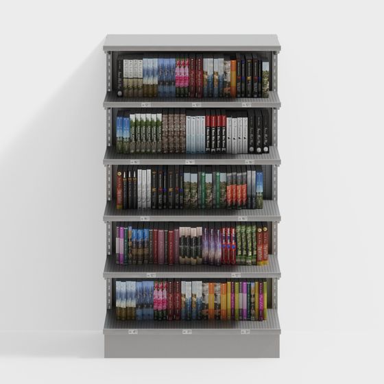 Elegant Low-Poly Bookshelf 3D model