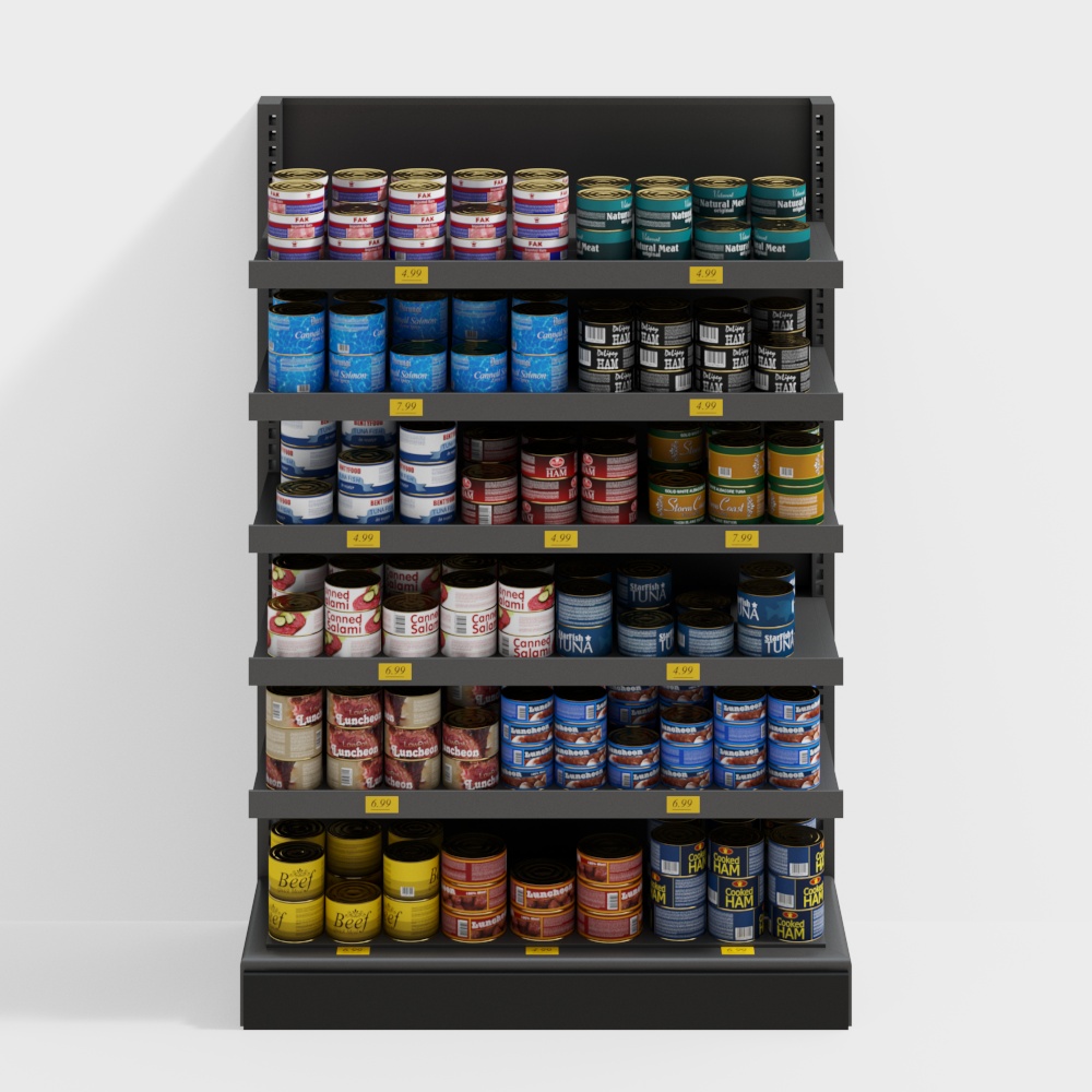 Supermarket wall shelves