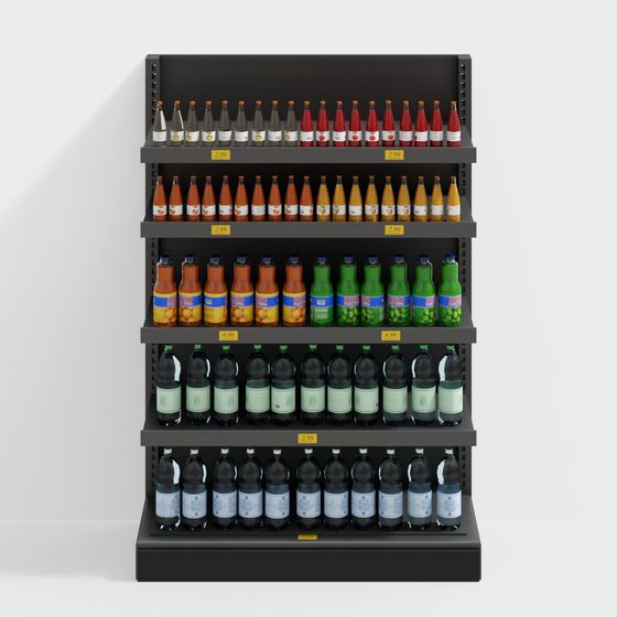 Realistic Low-Poly Supermarket Shelf 3D model